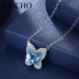 925 Silver Butterfly Necklace Pink Crystal Women