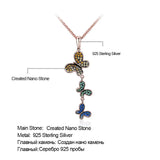 Colorful Butterfly Silver Necklace Pendants 925 Sterling Silver Chain Gift