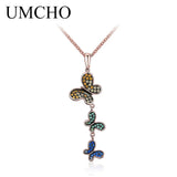 Colorful Butterfly Silver Necklace Pendants 925 Sterling Silver Chain Gift