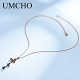 Colorful Butterfly Silver Necklace Pendants 925 Sterling Silver Chain Gift