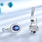 Colorful Sapphire Clip Earrings 925 Sterling Silver Women's Fine Jewelry
