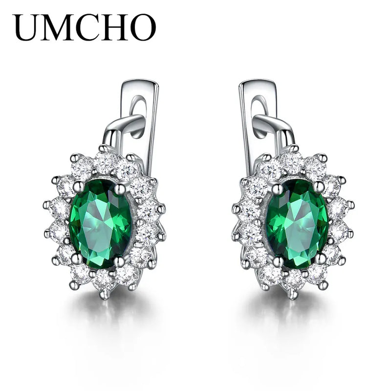 Colorful Sapphire Clip Earrings 925 Sterling Silver Women's Fine Jewelry