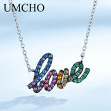 Gemstone LOVE Alphabet Sterling Silver Choker Necklace Women Jewelry Gift