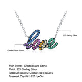 Gemstone LOVE Alphabet Sterling Silver Choker Necklace Women Jewelry Gift
