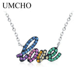 Gemstone LOVE Alphabet Sterling Silver Choker Necklace Women Jewelry Gift
