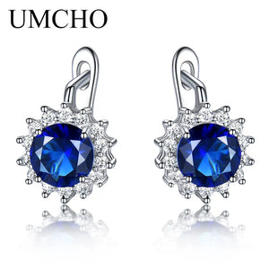 Nano Sapphire Clip On Earrings 925 Sterling Silver Statement Jewelry