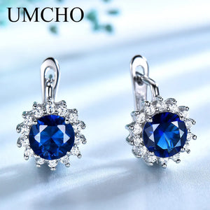 Nano Sapphire Clip On Earrings 925 Sterling Silver Statement Jewelry