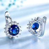 Nano Sapphire Clip On Earrings 925 Sterling Silver Statement Jewelry