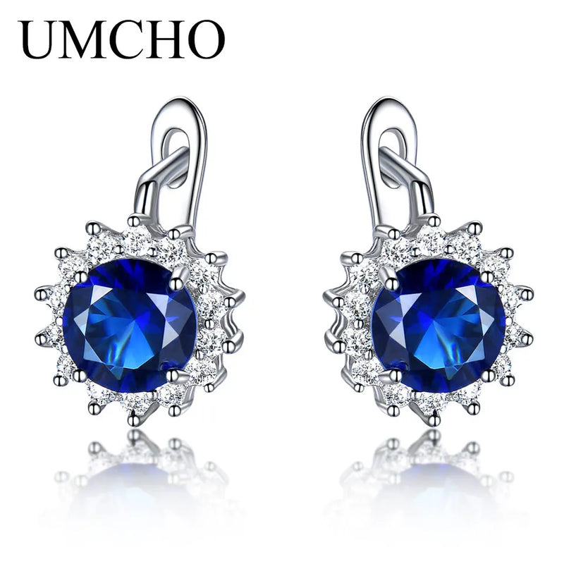 Nano Sapphire Clip On Earrings 925 Sterling Silver Statement Jewelry
