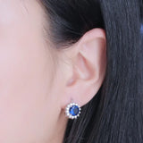 Nano Sapphire Clip On Earrings 925 Sterling Silver Statement Jewelry