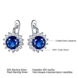 Nano Sapphire Clip On Earrings 925 Sterling Silver Statement Jewelry