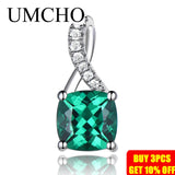 Emerald Gemstone Pendants for Women 925 Sterling Silver Charm Pendant