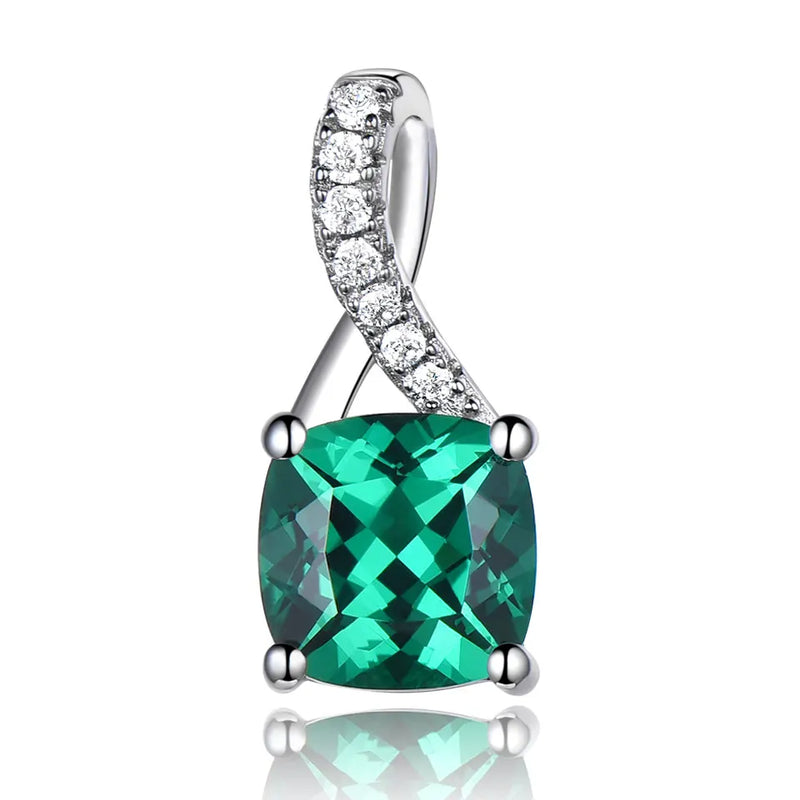 Emerald Gemstone Pendants for Women 925 Sterling Silver Charm Pendant