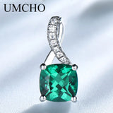 Emerald Gemstone Pendants for Women 925 Sterling Silver Charm Pendant