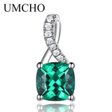 Emerald Gemstone Pendants for Women 925 Sterling Silver Charm Pendant
