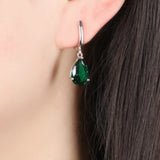 Green Emerald Clip Earrings 925 Sterling Silver Women Jewelry