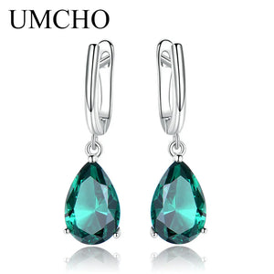 Green Emerald Clip Earrings 925 Sterling Silver Women Jewelry