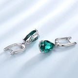 Green Emerald Clip Earrings 925 Sterling Silver Women Jewelry