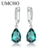 Green Emerald Clip Earrings 925 Sterling Silver Women Jewelry