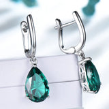 Green Emerald Clip Earrings 925 Sterling Silver Women Jewelry