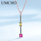 Citrine Ruby Pendant Necklace 925 Sterling Silver Women Office Jewelry
