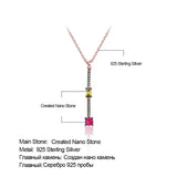 Citrine Ruby Pendant Necklace 925 Sterling Silver Women Office Jewelry