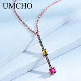 Citrine Ruby Pendant Necklace 925 Sterling Silver Women Office Jewelry
