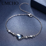 Crystal Real 925 Silver Bracelet Heart Shape Bracelets Romantic Jewelry Women