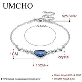 Crystal Real 925 Silver Bracelet Heart Shape Bracelets Romantic Jewelry Women