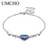 Crystal Real 925 Silver Bracelet Heart Shape Bracelets Romantic Jewelry Women