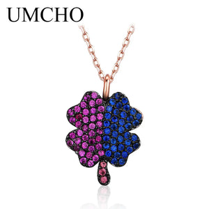 Double Clover Necklace 925 Sterling Silver Pendant Necklace For Women