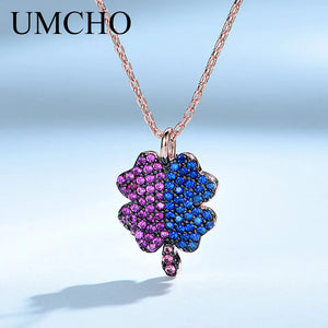 Double Clover Necklace 925 Sterling Silver Pendant Necklace For Women