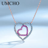 Double Heart Chain Necklace Solid 925 Sterling Silver Anniversary Present