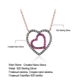 Double Heart Chain Necklace Solid 925 Sterling Silver Anniversary Present