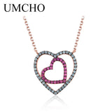 Double Heart Chain Necklace Solid 925 Sterling Silver Anniversary Present