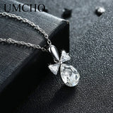 925 Silver Crystal Pendant Necklace with Chain for Women