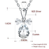 925 Silver Crystal Pendant Necklace with Chain for Women