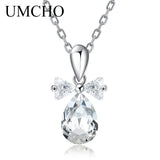 925 Silver Crystal Pendant Necklace with Chain for Women