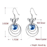 Butterfly Crystal Drop Earrings 925 Silver Anniversary Party Jewelry