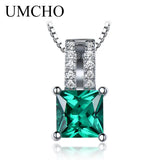 925 Sterling Silver Created Emerald Wedding Pendant