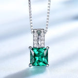 925 Sterling Silver Created Emerald Wedding Pendant