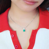 925 Sterling Silver Created Emerald Wedding Pendant