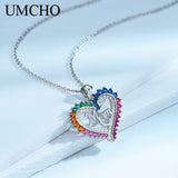 925 Sterling Silver Mom Necklace Heart Shaped Pendant Wedding Gift