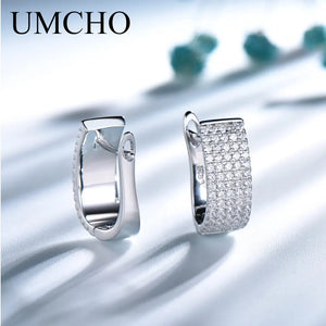 Solid Silver 925 Round CZ Clip Earrings For Women