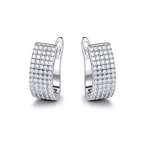Solid Silver 925 Round CZ Clip Earrings Women Birthday Charms