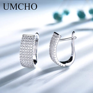 Solid Silver 925 Round CZ Clip Earrings Women Birthday Charms