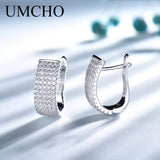 Solid Silver 925 Round CZ Clip Earrings Women Birthday Charms