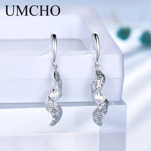 Spiral Sequins 925 Silver Drop Earrings for Women