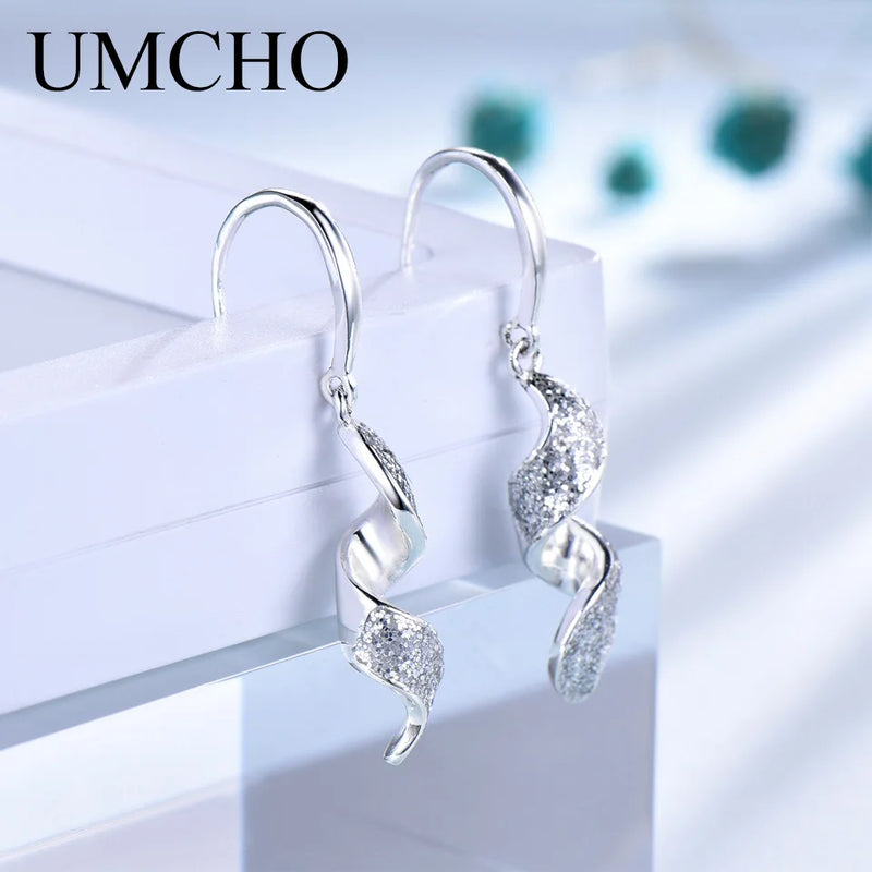 Spiral Sequins 925 Silver Drop Earrings for Women