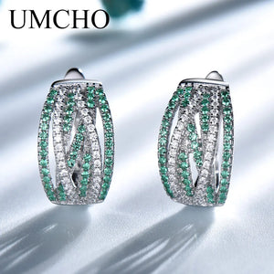 Emerald Clip Earrings Silver 925 Jewelry Party Wedding Gift